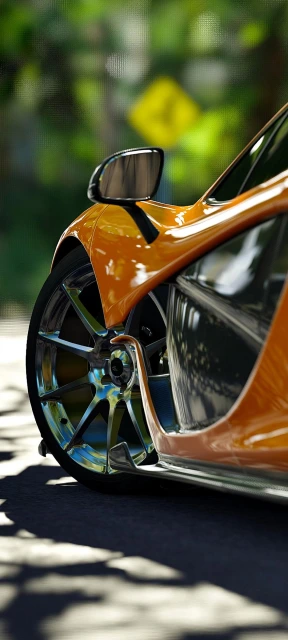Orange Car Wheel Closeup