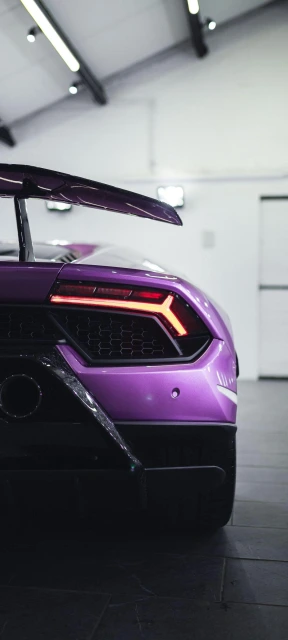 Purple Sports Car Rear Spoiler