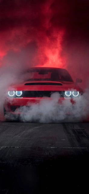 Red Car Smoke Headlights