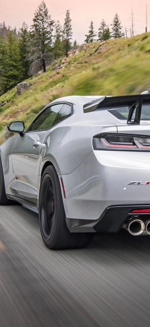 Silver Camaro ZL1 Rear View Driving