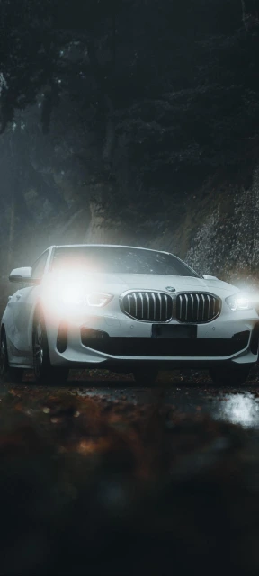 White BMW Car Headlights