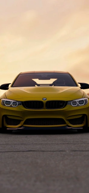 Yellow BMW Car Front View