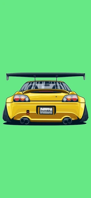 Yellow Car Rear View Illustration
