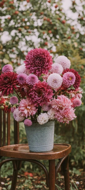 Dahlia Bouquet in Bucket