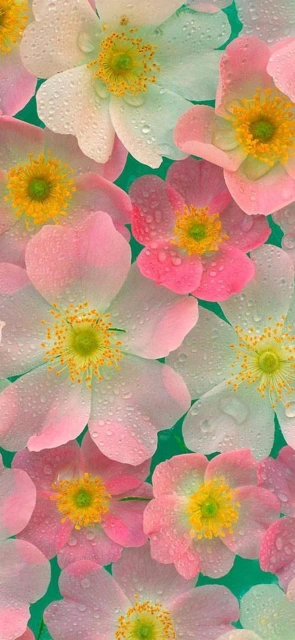 Pink Flowers with Dew
