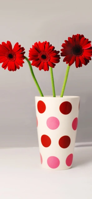 Red Flowers in Polka Dot Vase