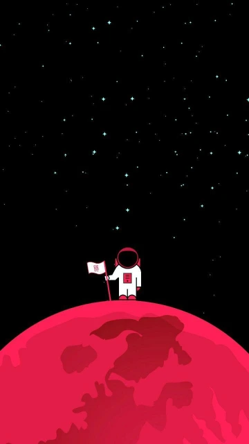 Astronaut on Red Planet With Flag