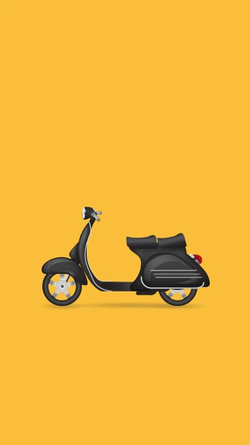 Black Scooter on Yellow Background