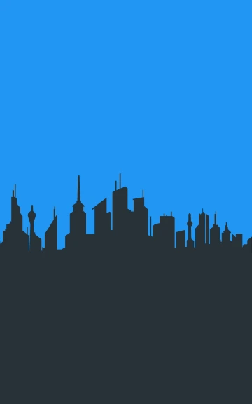 Blue and Black City Skyline Silhouette