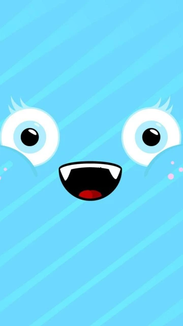 Blue Cartoon Monster Face