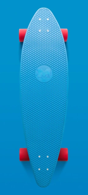 Blue Skateboard With Red Wheels