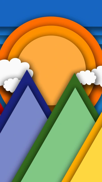 Colorful Paper Cutout Mountain Landscape