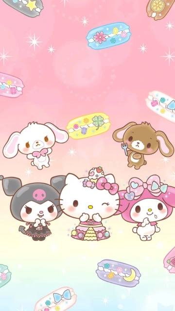 Cute Characters Pink Background