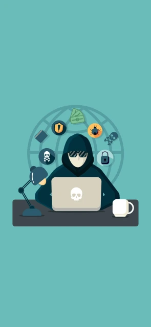 Hacker at Desk With Laptop