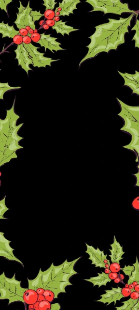 Holly Berry Border Wallpaper