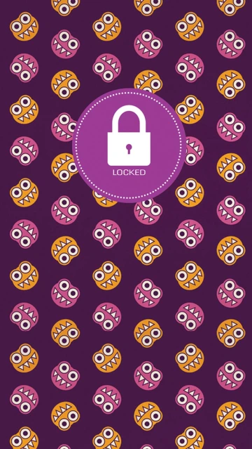Locked Padlock Icon With Monster Pattern