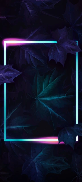 Neon Frame Leaf Background