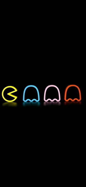Neon Pacman and Ghosts