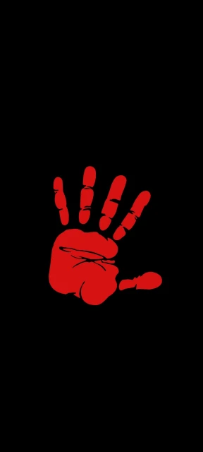 Red Hand Print on Black Background