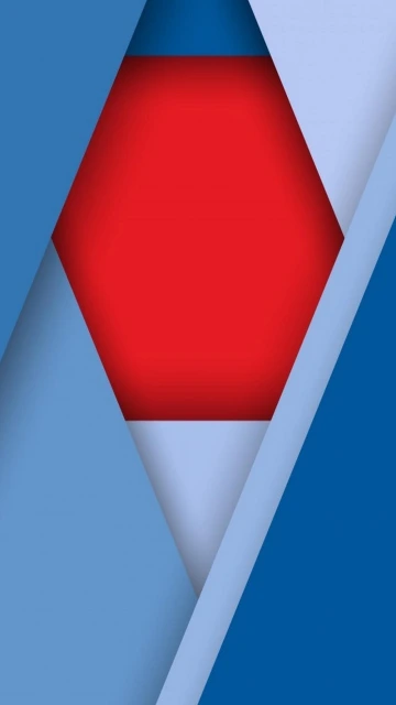 Red Hexagon on Blue Background