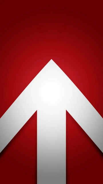White Up Arrow on Red Background
