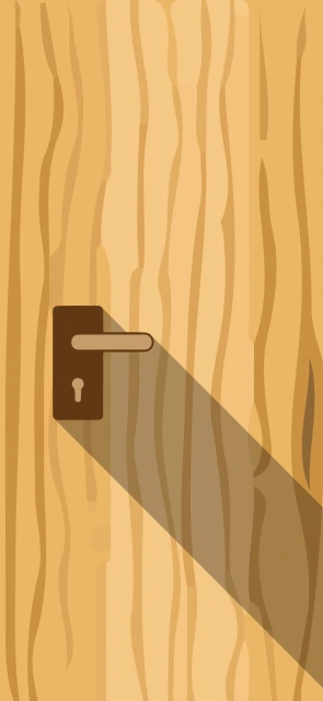 Wooden Door With Handle and Keyhole