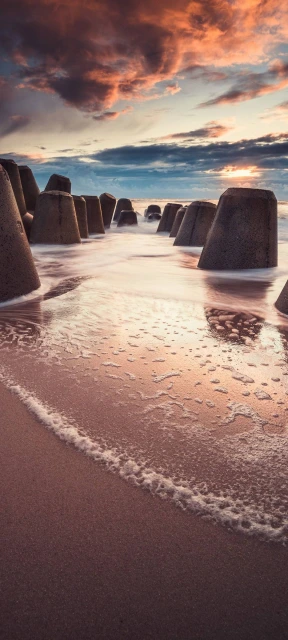 Concrete Tetrapods at Sunset
