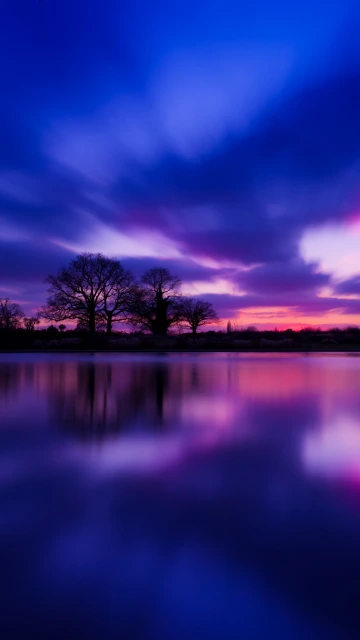 Great Britain Evening Twilight Lake Water Smooth