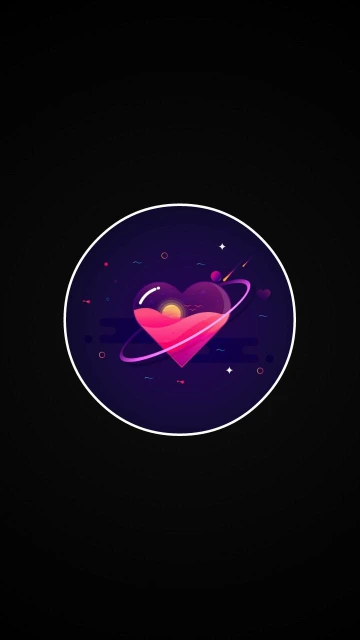 Heart Planet With Sun and Rings