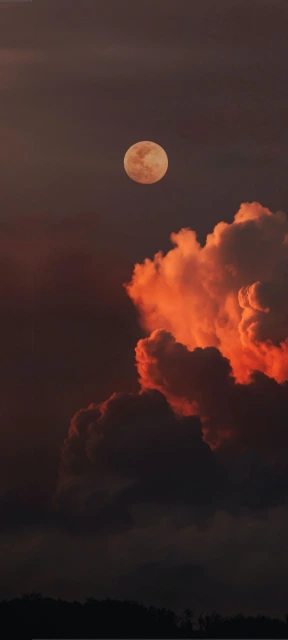 Moon Above Orange Clouds