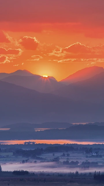 Mountains Fog Sunset