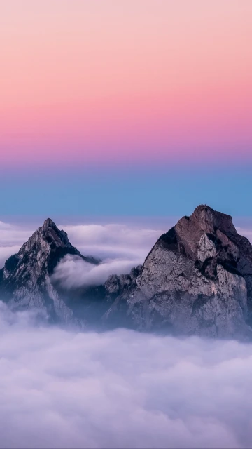 Mountains Peaks Clouds