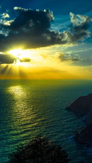Mountains Sea Ocean Clouds Night