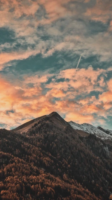 Mountains Trees Clouds