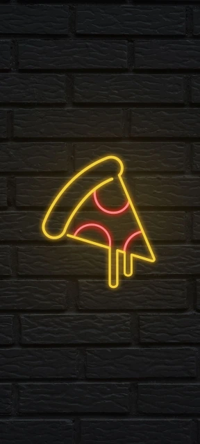Neon Pizza Slice on Brick Wall