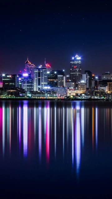 New Zealand Panorama Skyscrapers Buildings Lighting