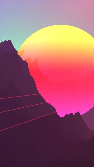 Retro Sun Over Mountains