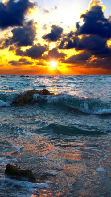 Sea Surf Sunset Stones