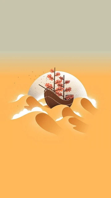 Ship in Desert Sunset