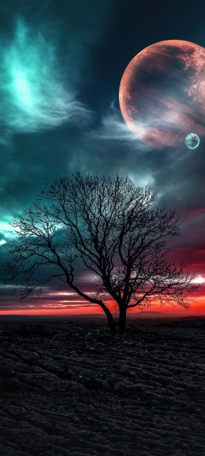 Silhouette Tree Alien Landscape