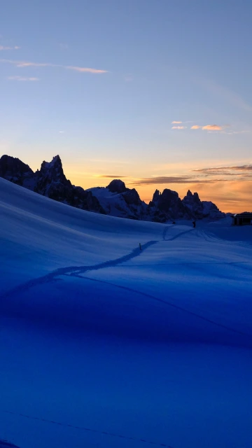 Snow Trail Mountains Sky