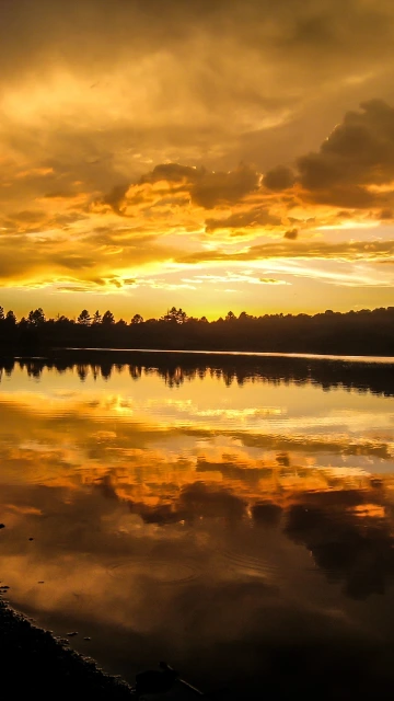 Sunset Lake Sky Clouds