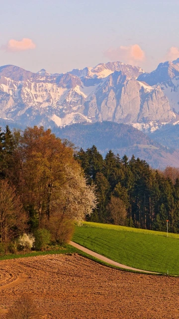 Switzerland Mountains Landscape Sky Autumn