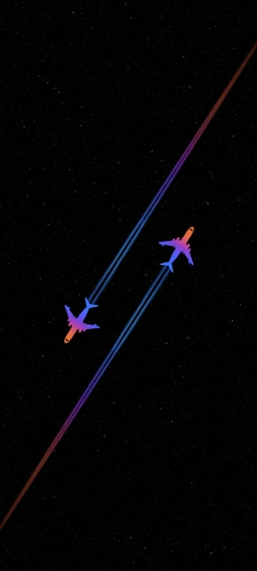 Two Airplanes in Starry Sky