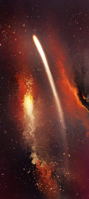 Bright Comet in Red Nebula