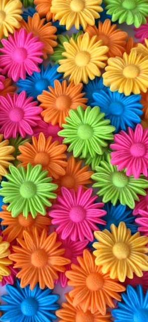 Colorful plastic flowers