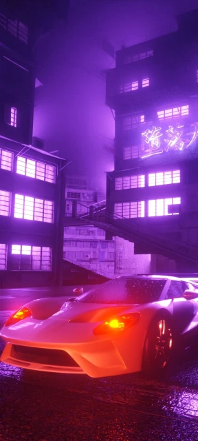 Neon City Sports Car