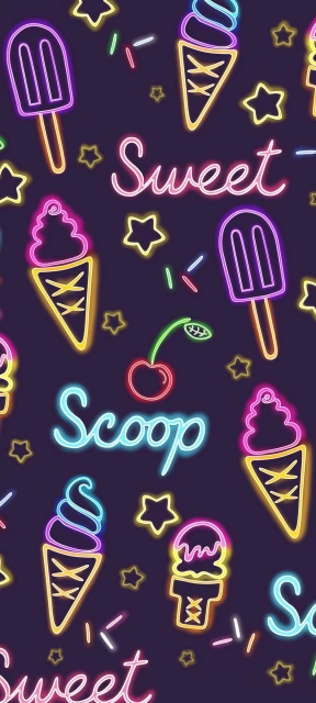 Neon ice cream and stars