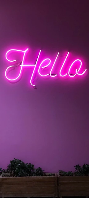 Pink Neon Hello Sign