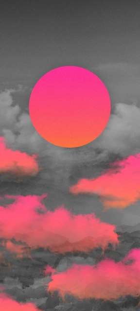 Pink Sun and Clouds